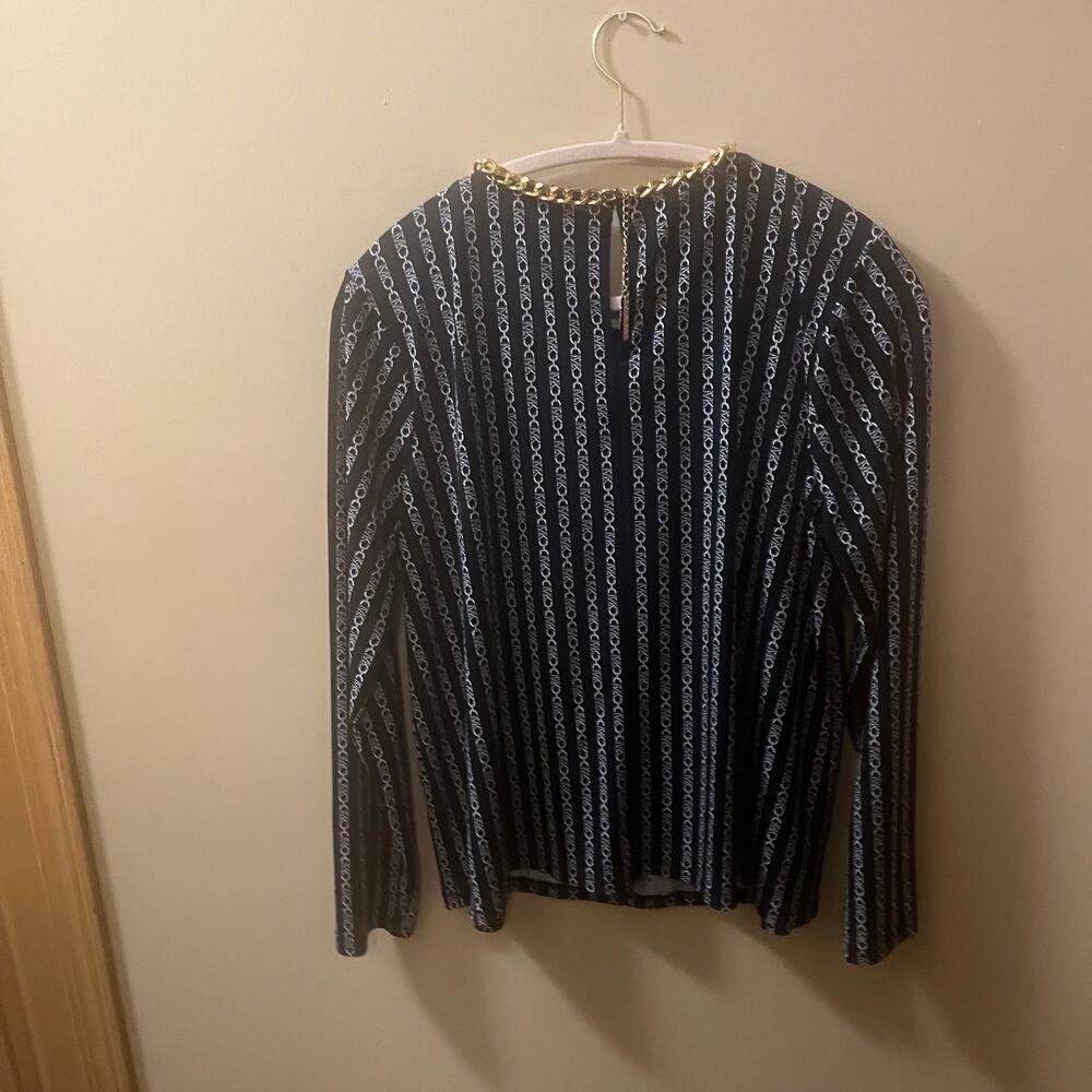 Michael Kors top blue with gold chain around collar *size tags removed* - Picture 3 of 7